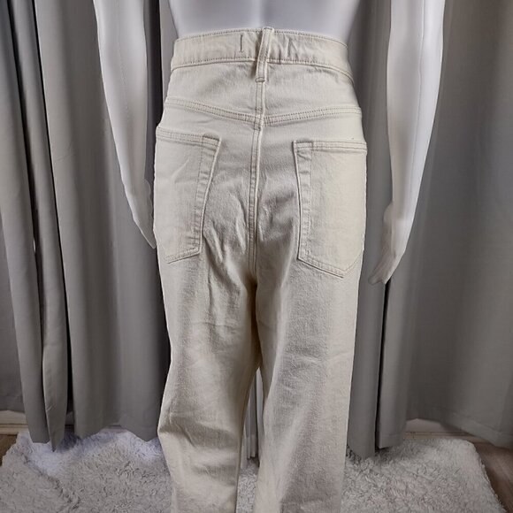 Abercrombie & Fitch The Ankle Straight Ultra High Rise Cotton White Jeans Sz 35 - Picture 5 of 11
